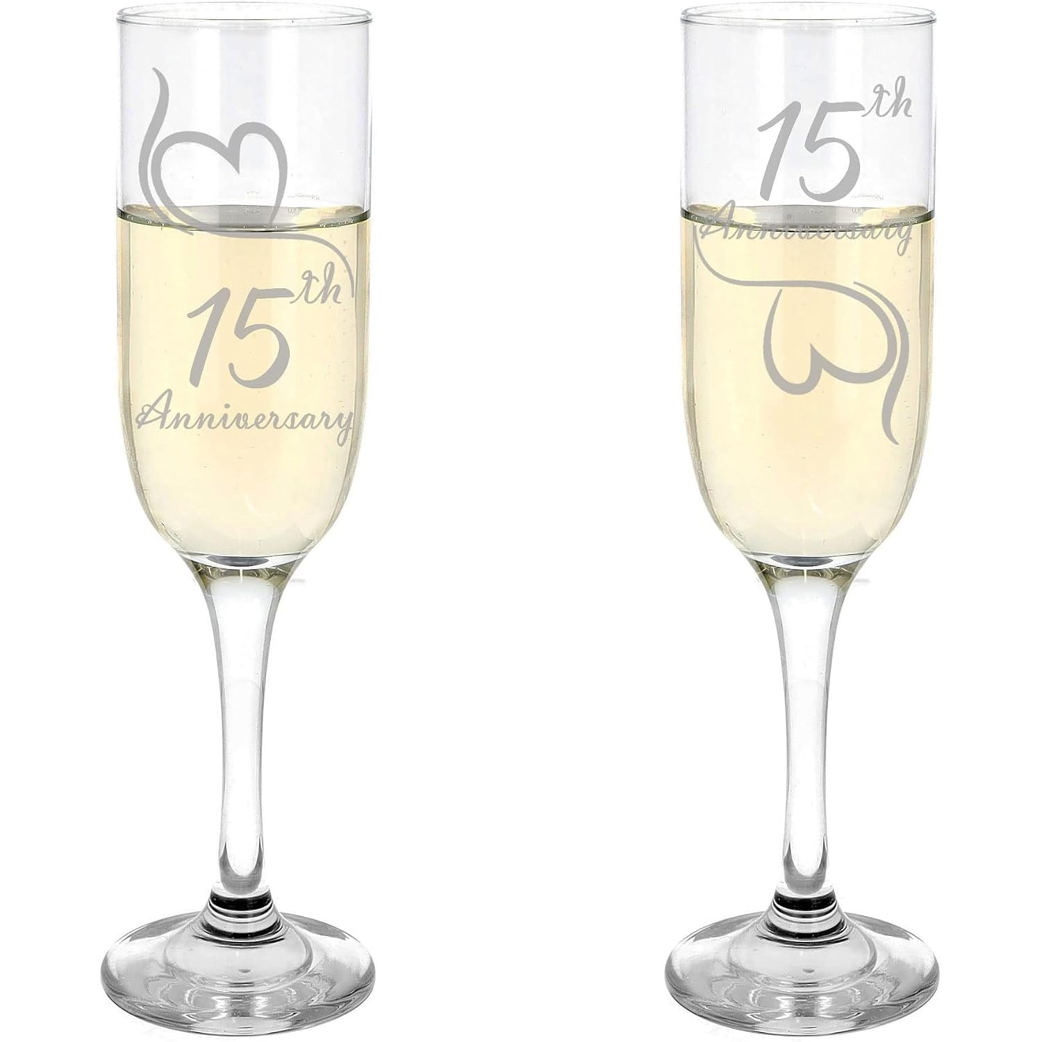 15th Anniversary Engraved Champagne Flutes (Set of 2)