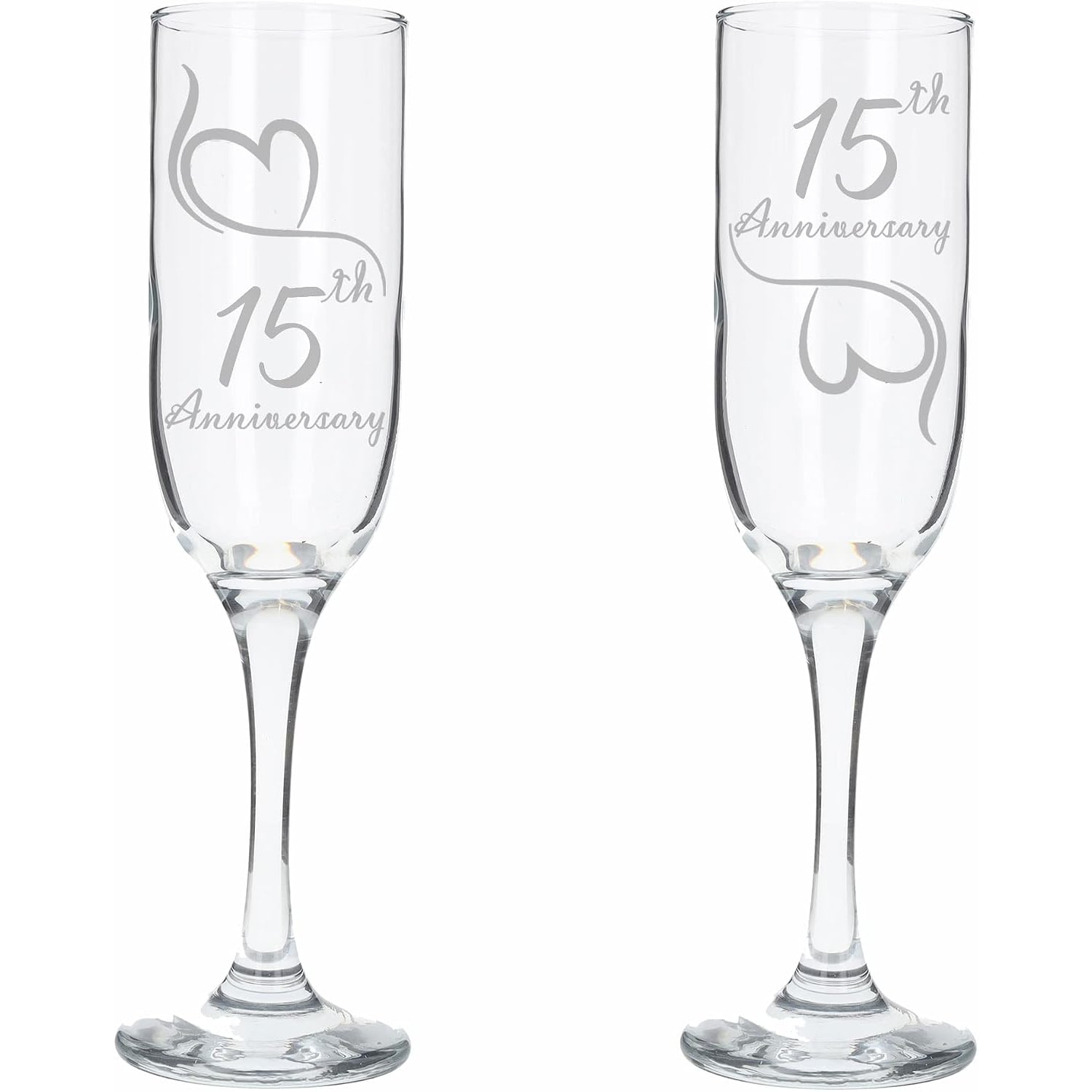 15th Anniversary Engraved Champagne Flutes (Set of 2)