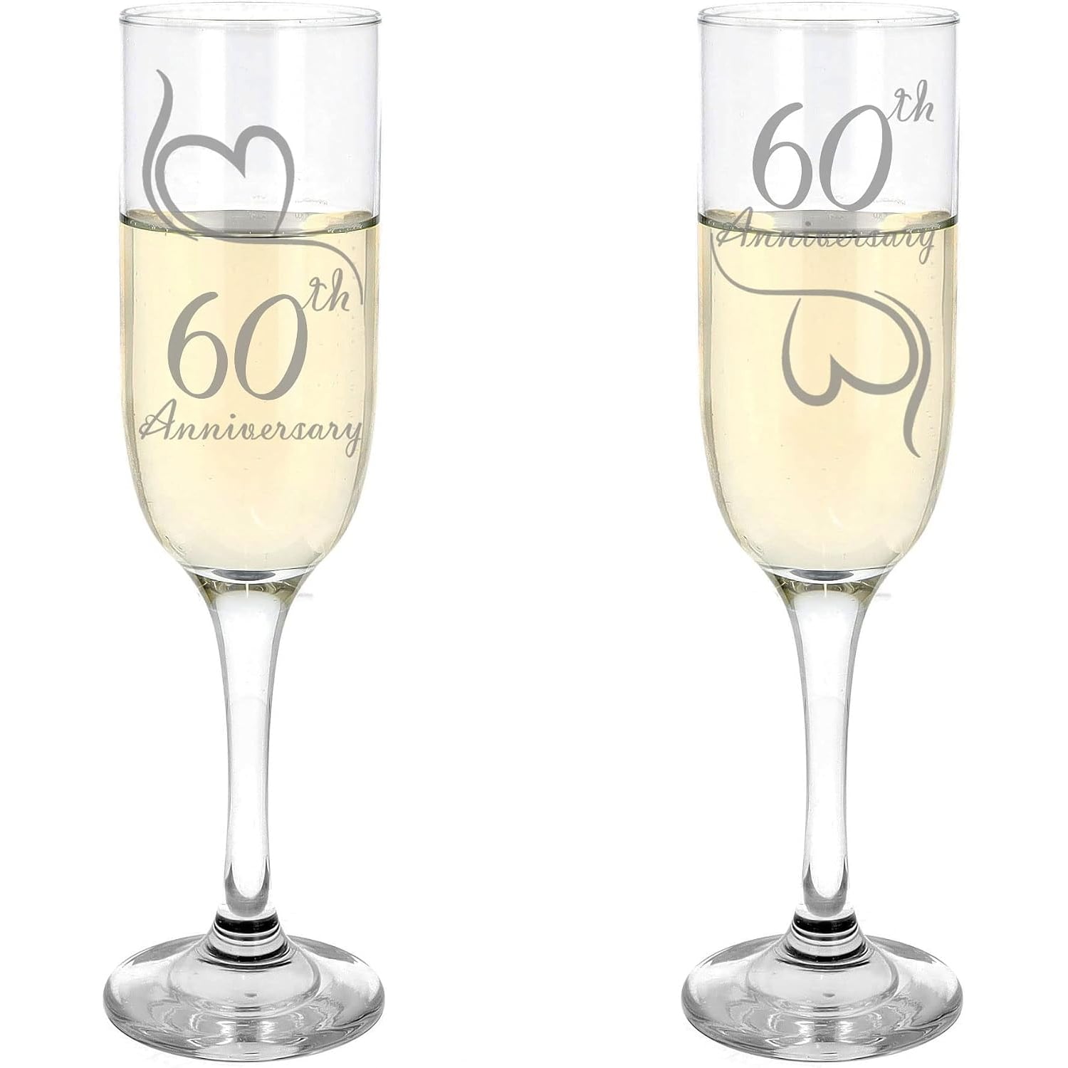60th Anniversary Engraved Champagne Flutes (Set of 2)
