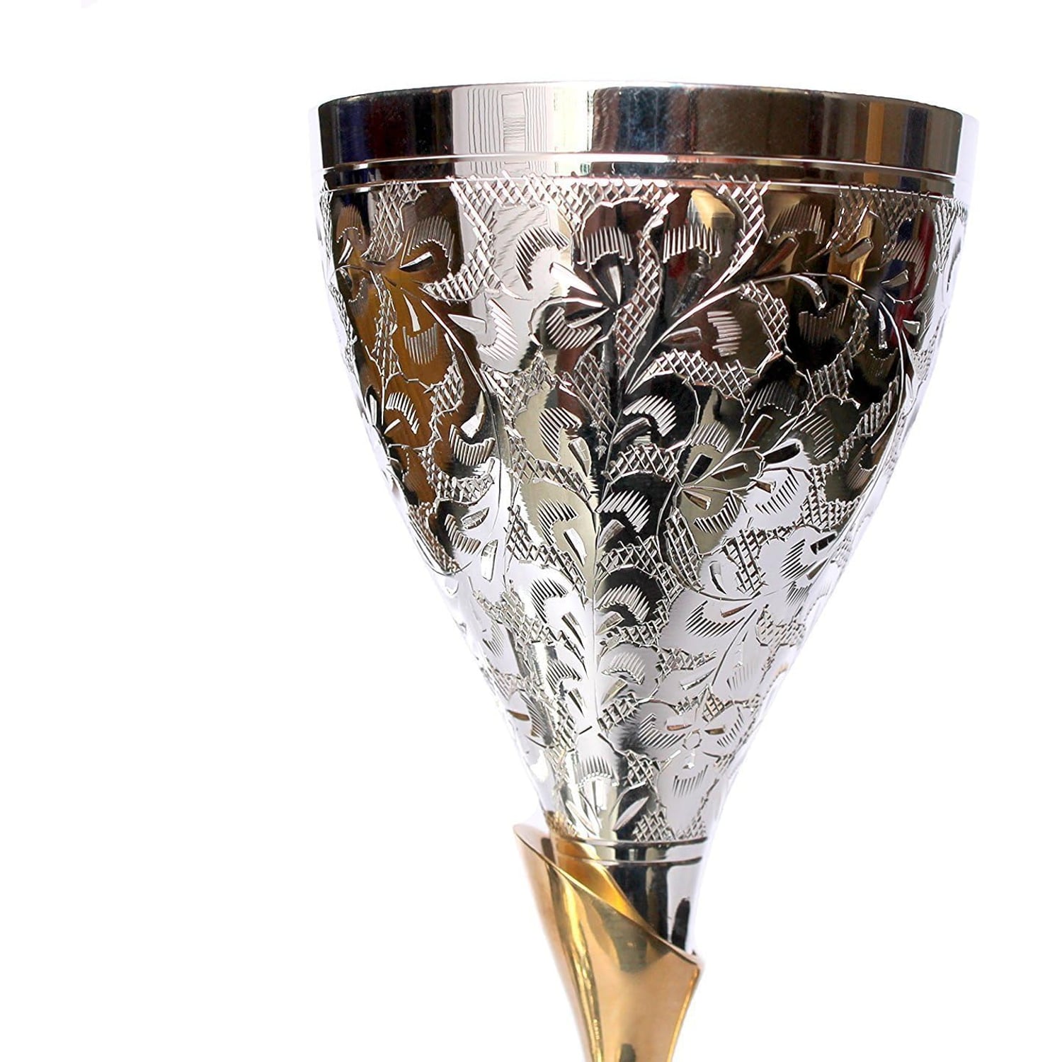 Engraved Brass Goblets, Set of 2