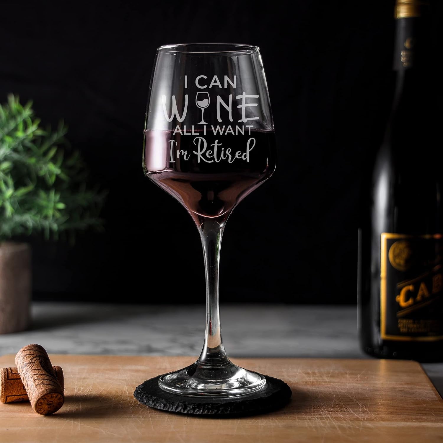 I Can Wine All I Want I'm Retired Engraved Wine Glass: image 2