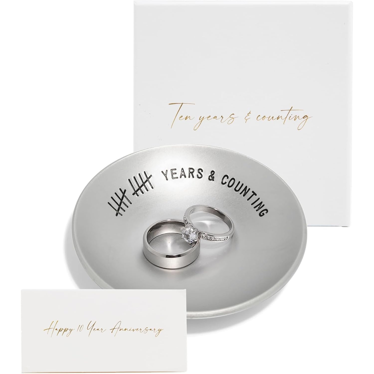 10 Years & Counting Engraved Aluminium Ring Dish