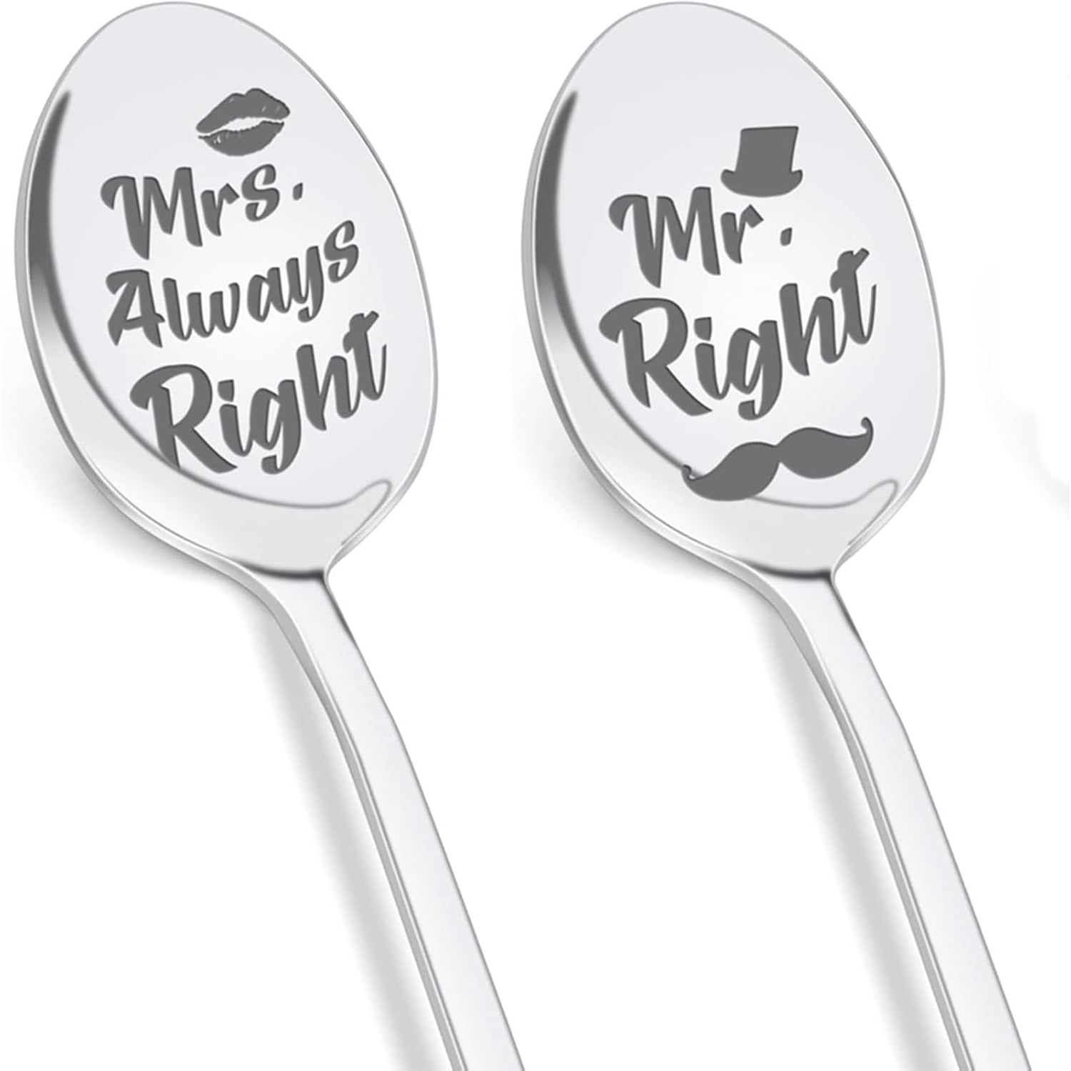 Mr Right and Mrs Always Right Engraved Coffee Spoons (Set of 2)