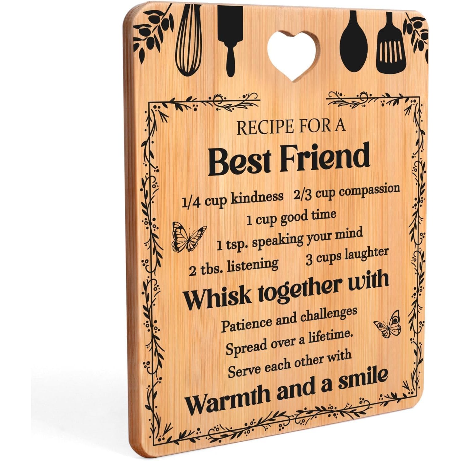 Recipe for a Best Friend Engraved Bamboo Chopping Board