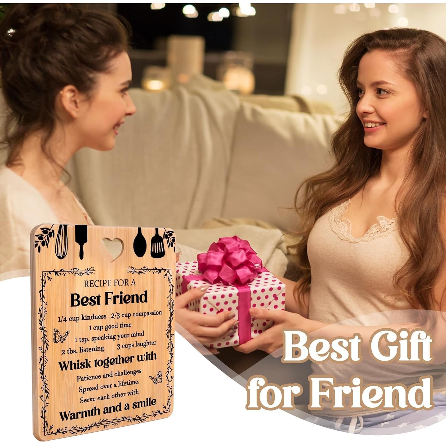 Recipe for a Best Friend Engraved Bamboo Chopping Board: image 2