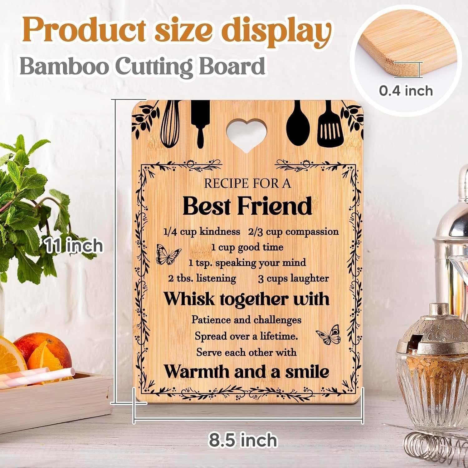 Recipe for a Best Friend Engraved Bamboo Chopping Board: image 3