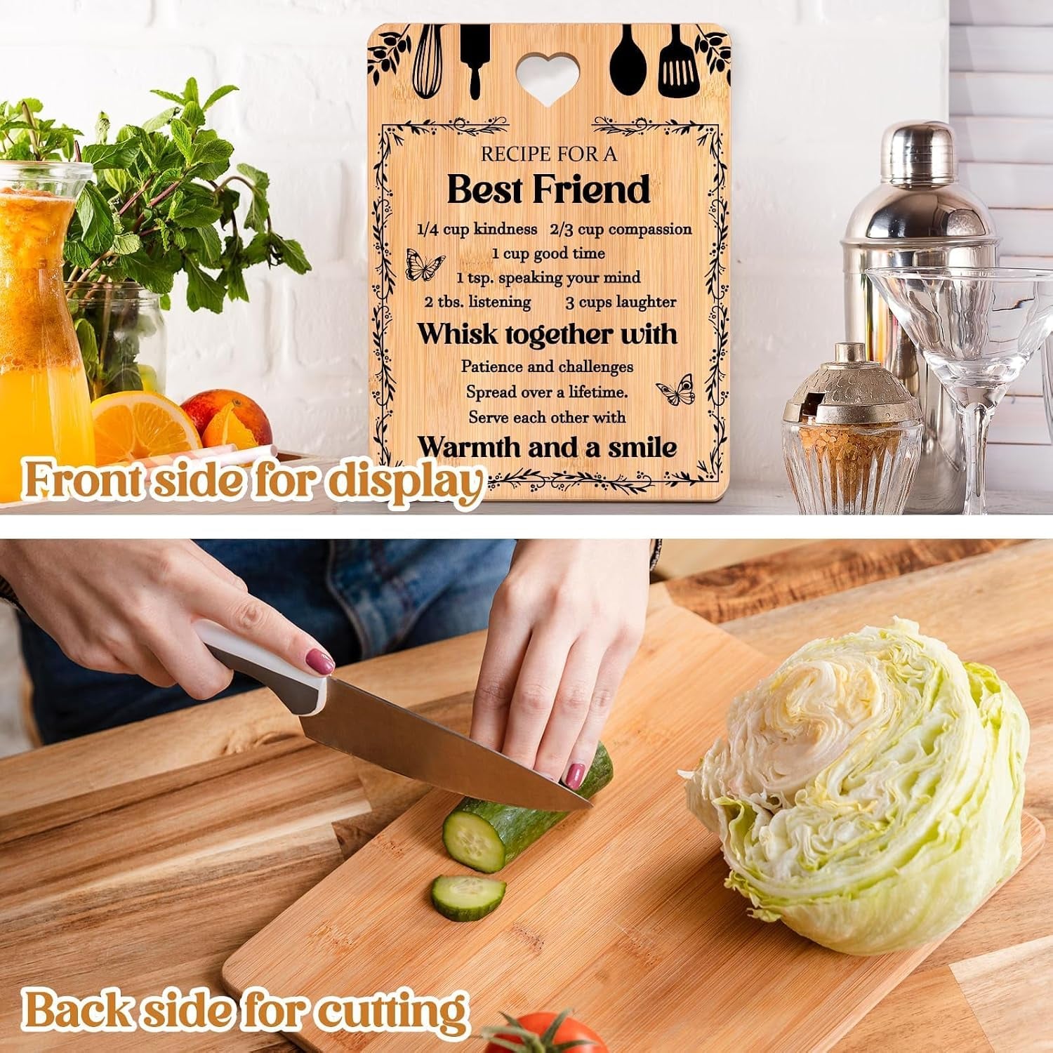 Recipe for a Best Friend Engraved Bamboo Chopping Board: image 4