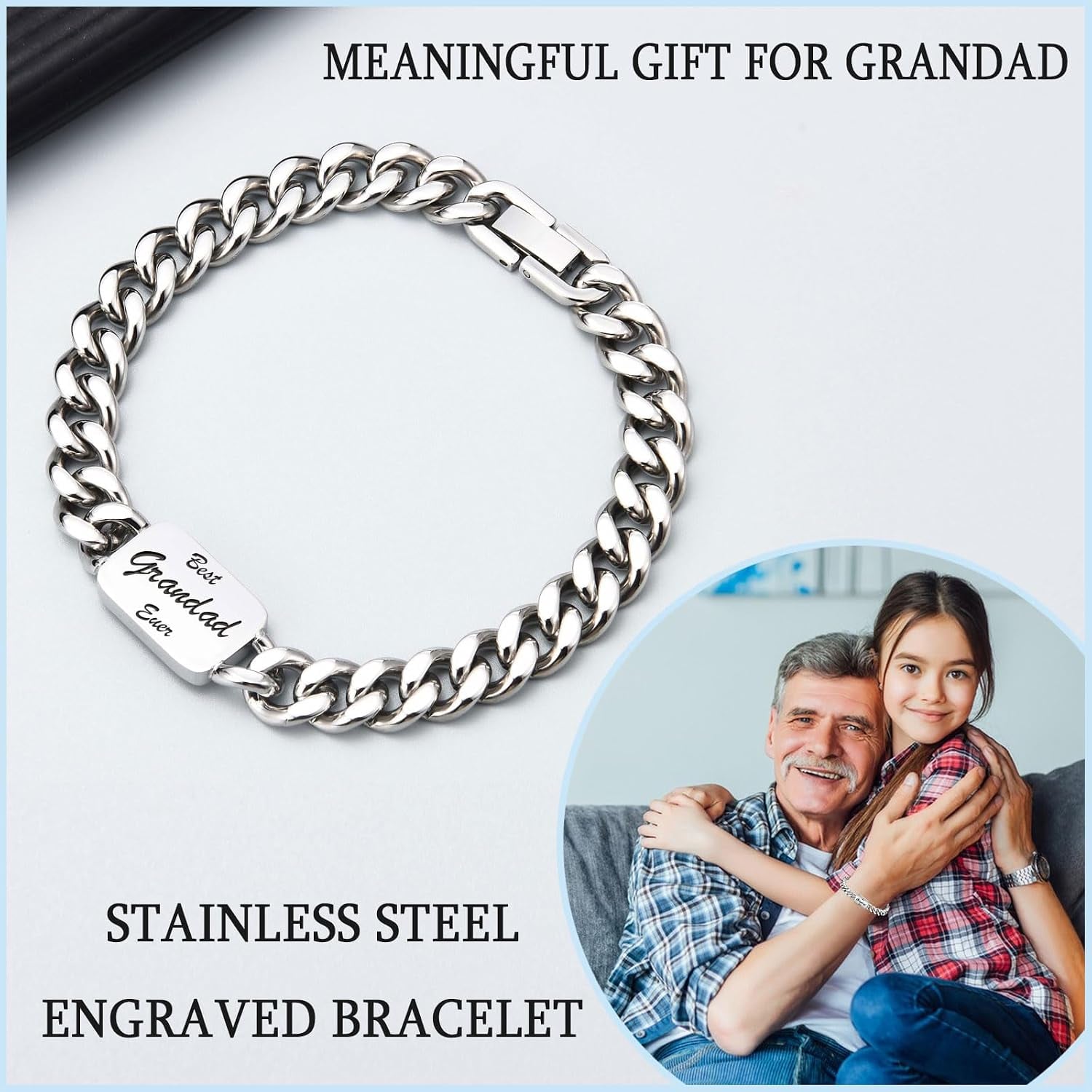 Best Grandad Ever Engraved Steel Bracelet with Gift Box: image 2