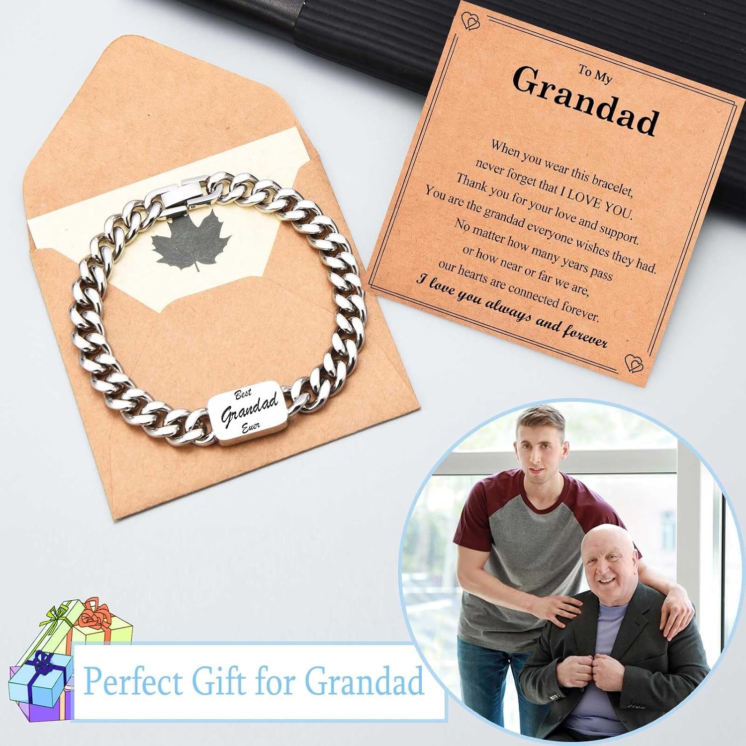 Best Grandad Ever Engraved Steel Bracelet with Gift Box: image 4