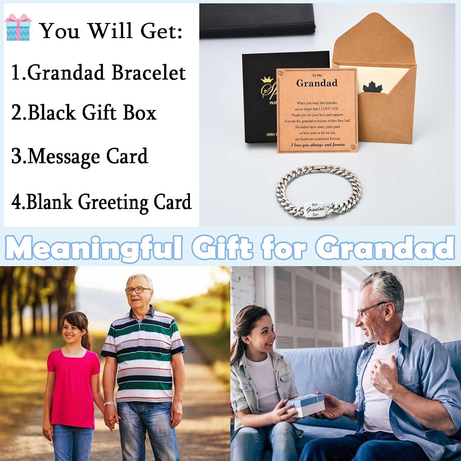 Best Grandad Ever Engraved Steel Bracelet with Gift Box: image 5