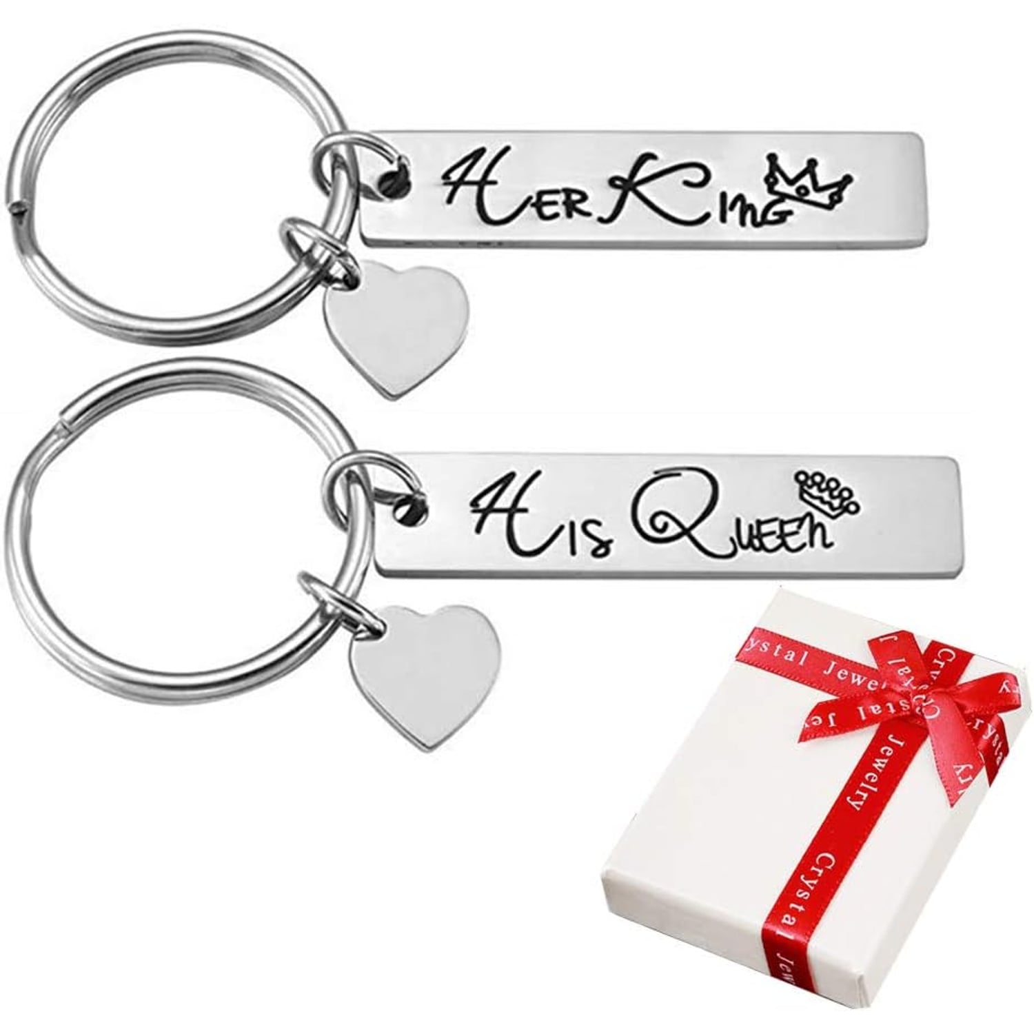 His Queen Her King Engraved Keyrings (Set of 2)