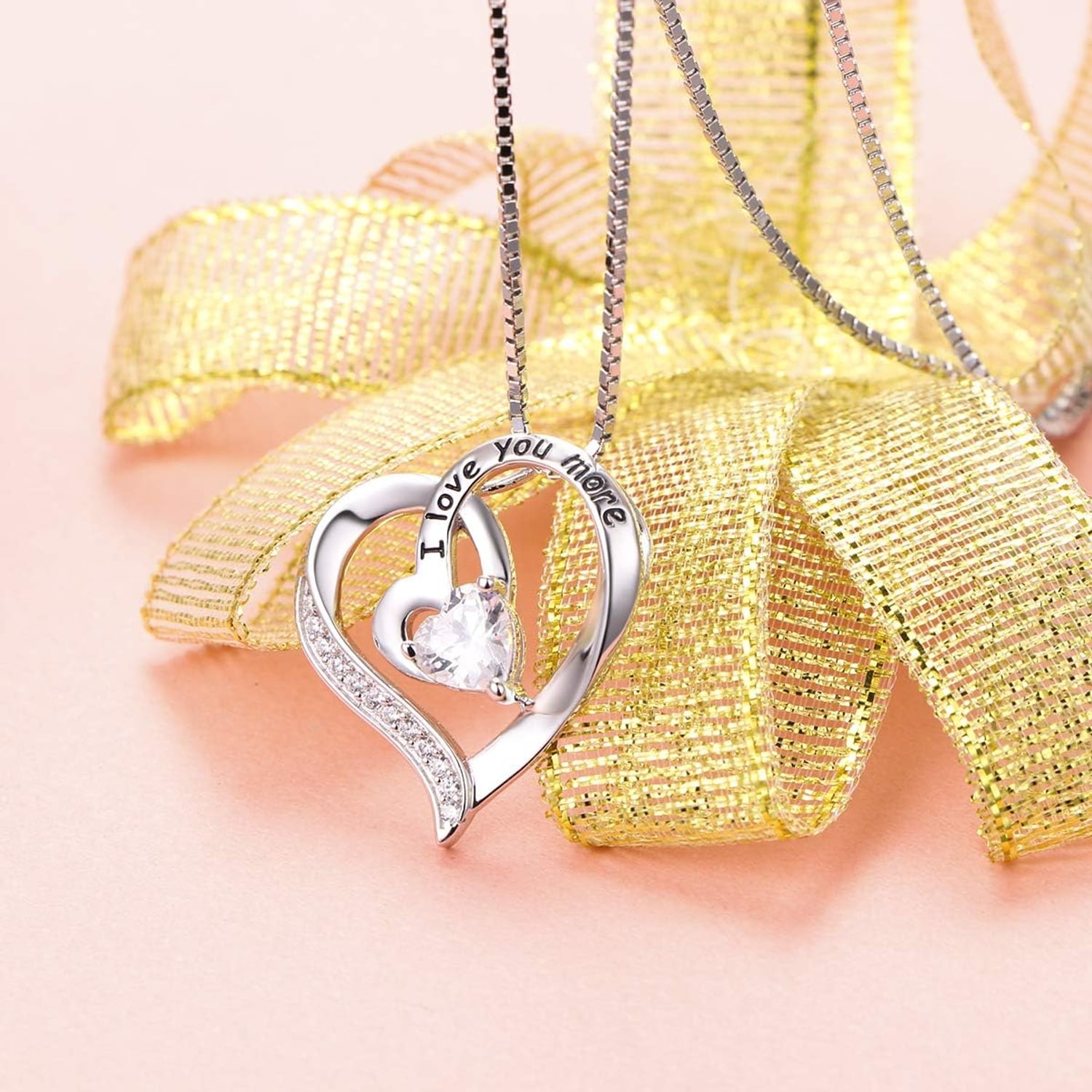 I Love You More Engraved Heart Necklace: image 4
