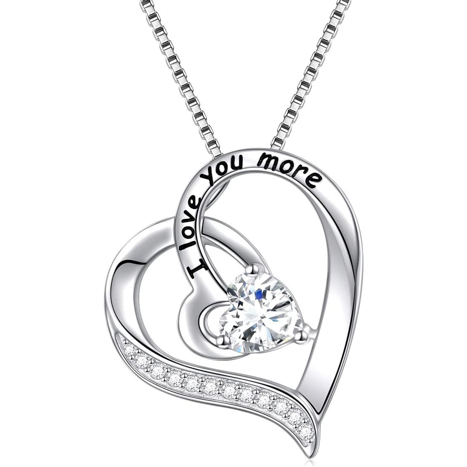 I Love You More Engraved Heart Necklace