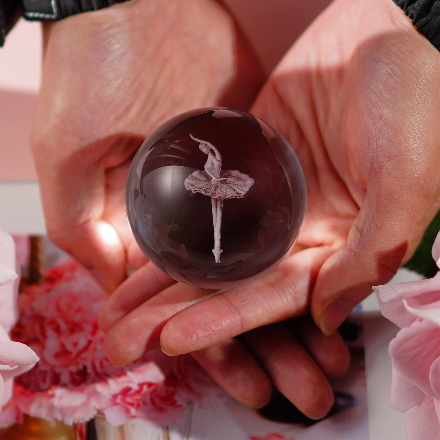 Ballerina Engraved Crystal Ball with Silver-Tone Stand: image 4