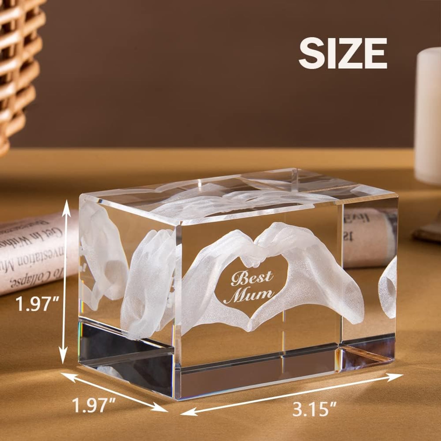 Best Mum Engraved Crystal Cube: image 2