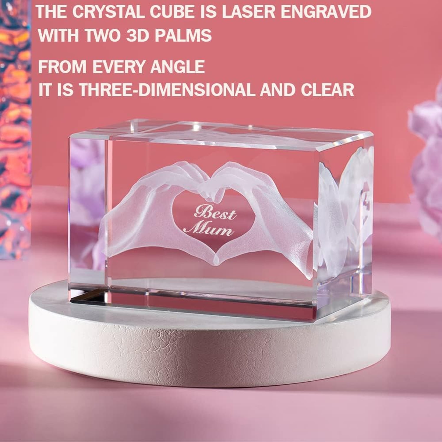 Best Mum Engraved Crystal Cube: image 3