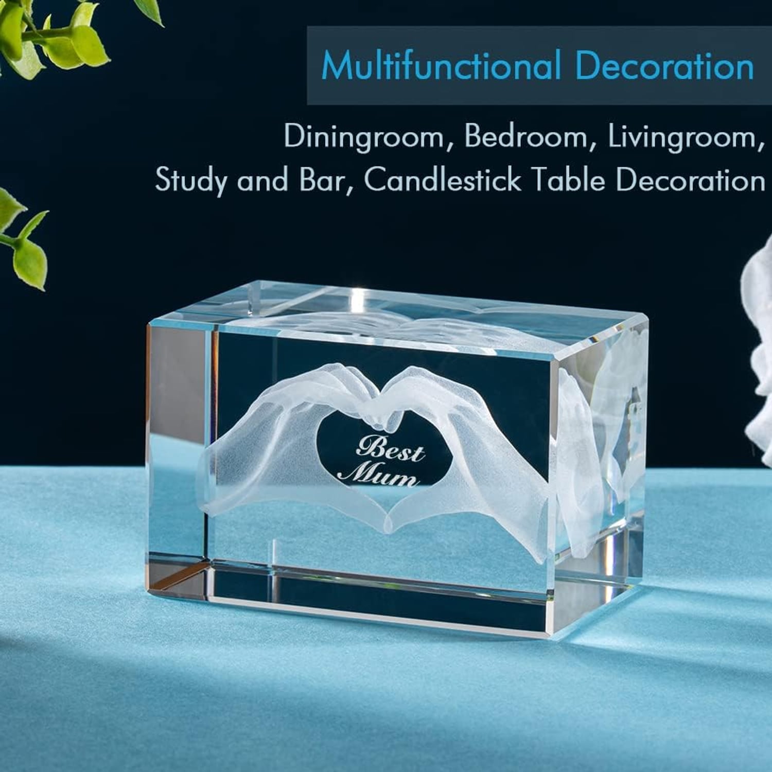 Best Mum Engraved Crystal Cube: image 4