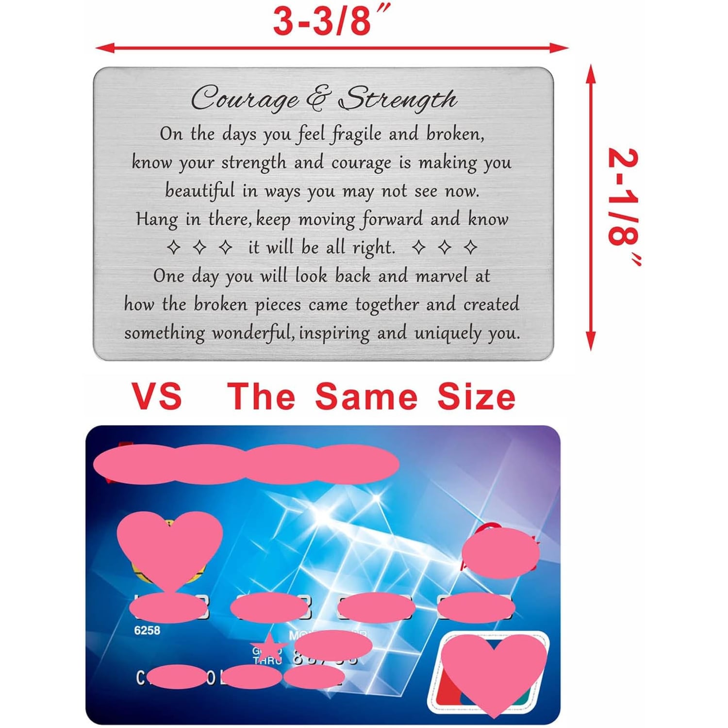 Courage and Strength Engraved Wallet Card