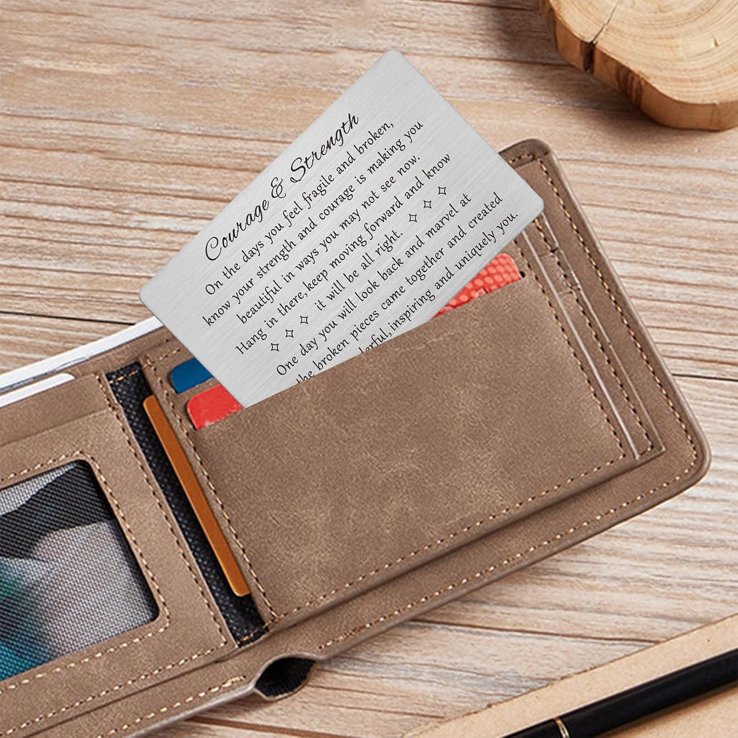 Courage and Strength Engraved Wallet Card