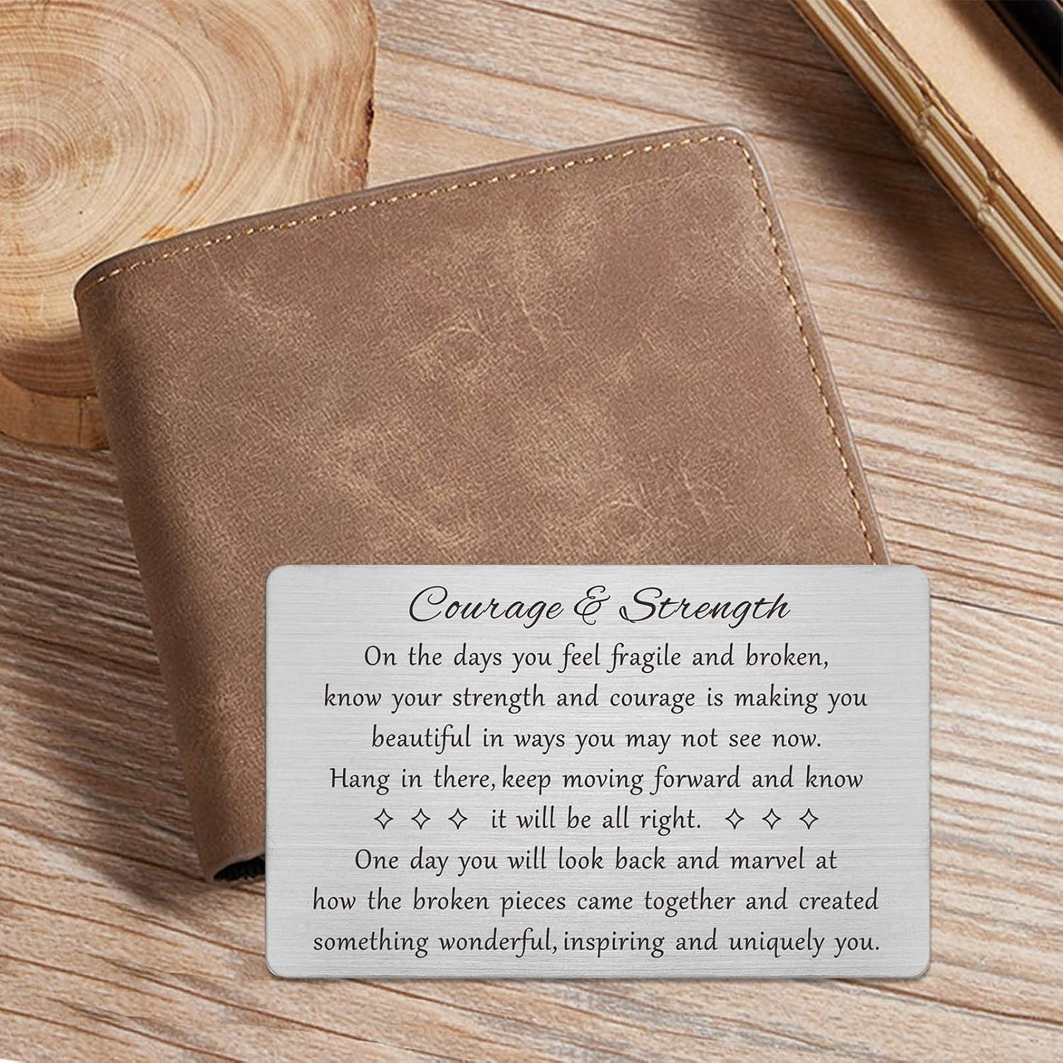 Courage and Strength Engraved Wallet Card