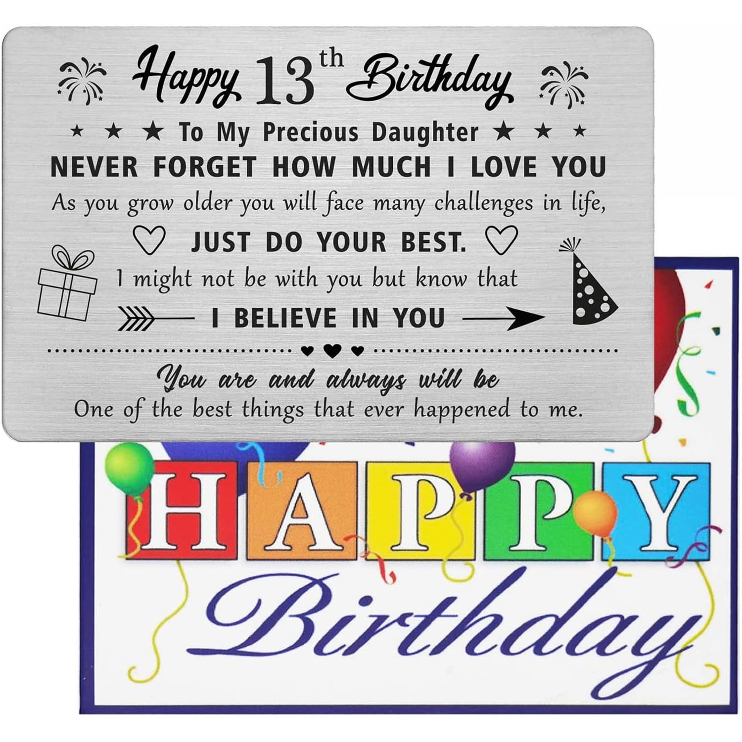 Daughter 13th Birthday Engraved Metal Wallet Card: image 4