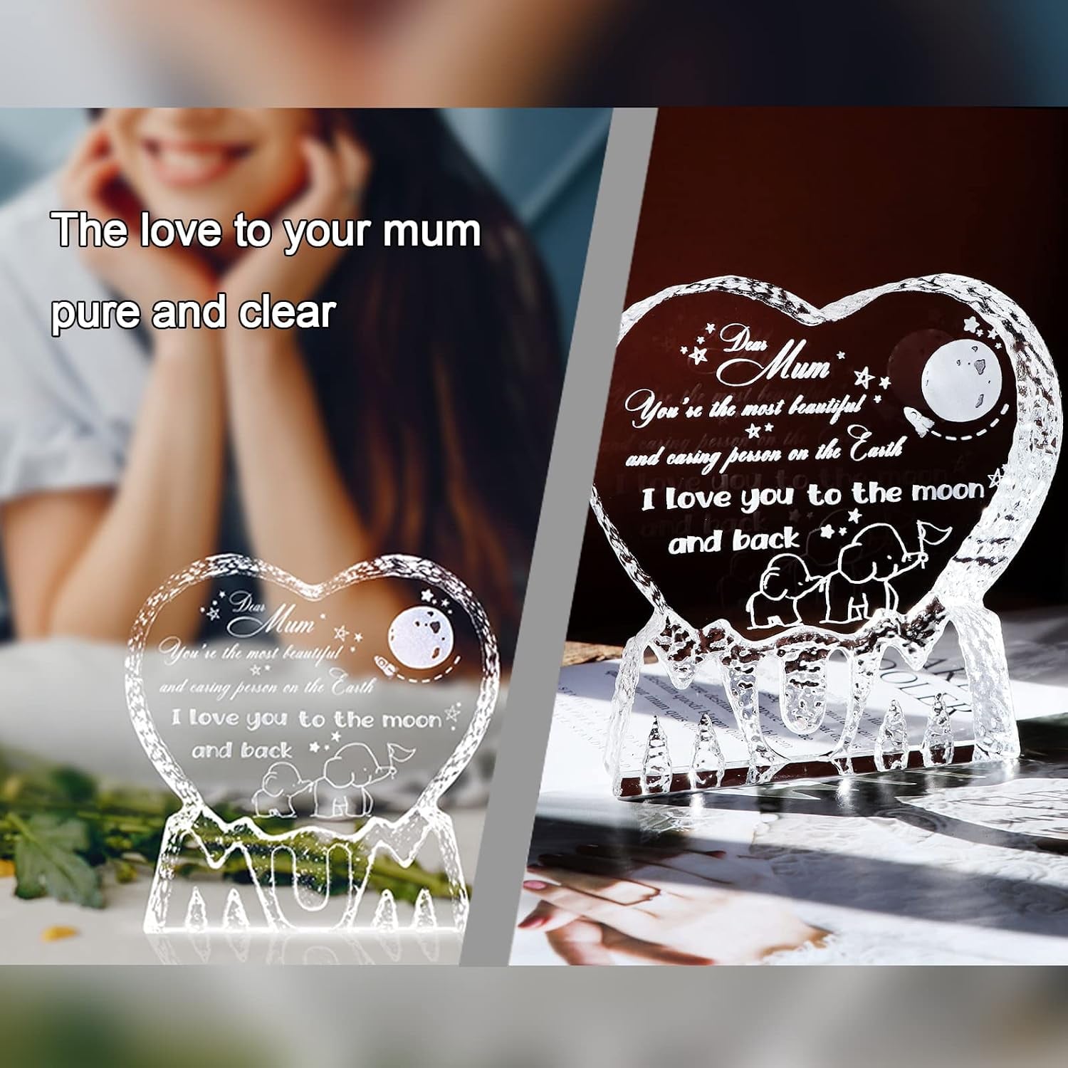 Dear Mum Engraved Crystal Heart Keepsake: image 2