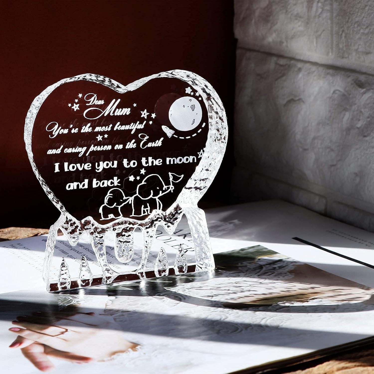 Dear Mum Engraved Crystal Heart Keepsake: image 4