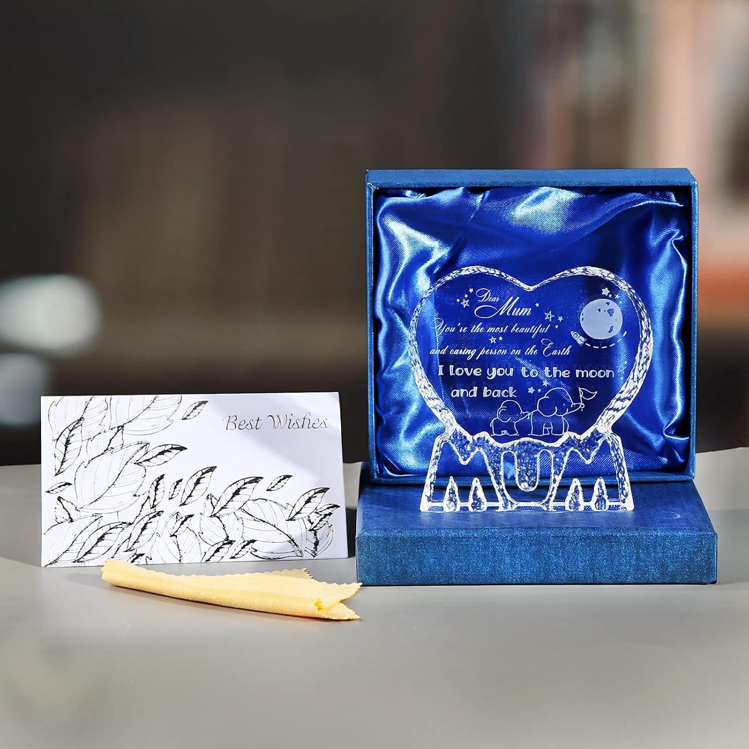 Dear Mum Engraved Crystal Heart Keepsake: image 5