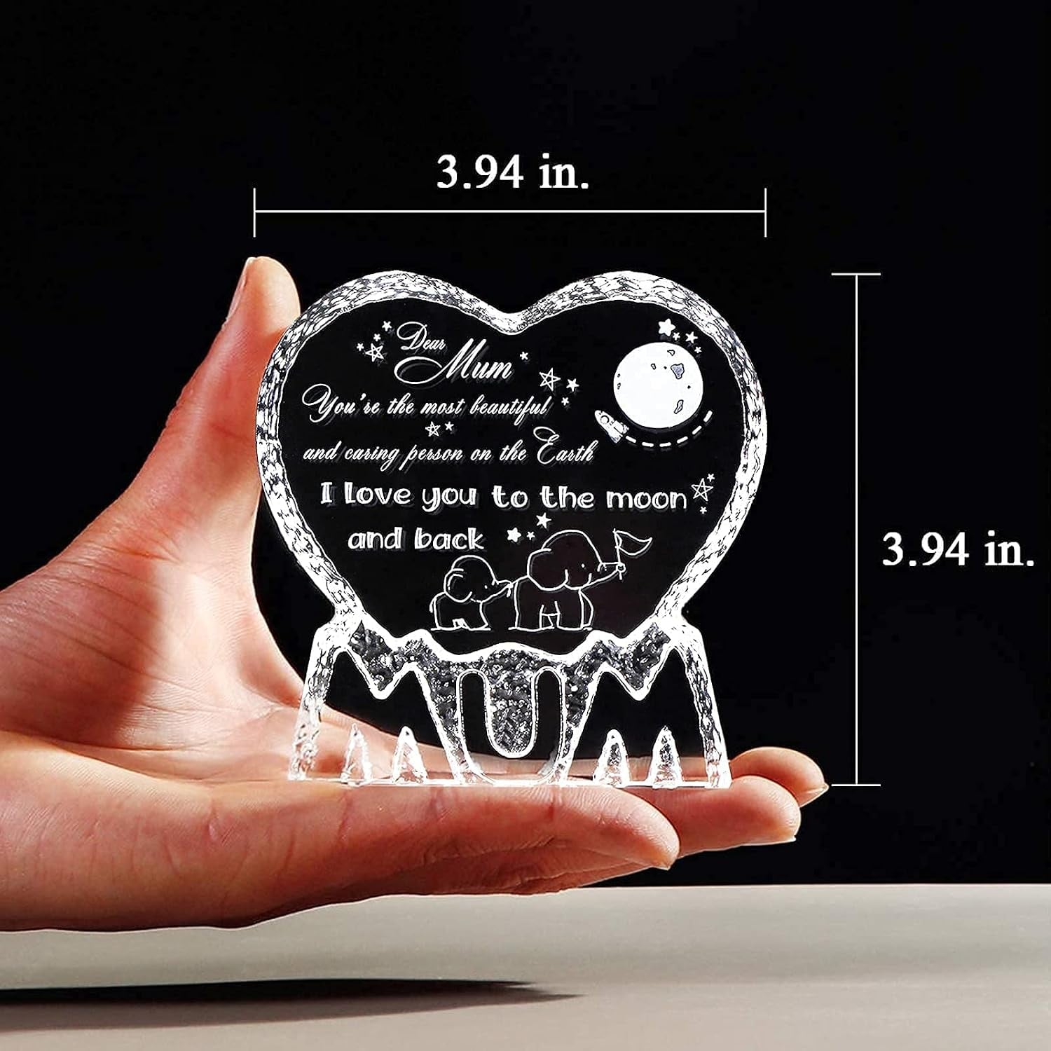 Dear Mum Engraved Crystal Heart Keepsake: image 6