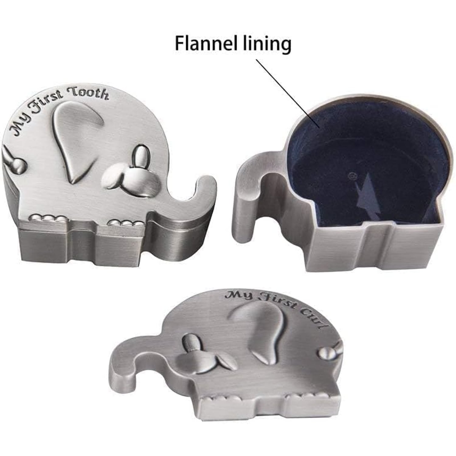 First Tooth and Curl Engraved Elephant Keepsake Box Set