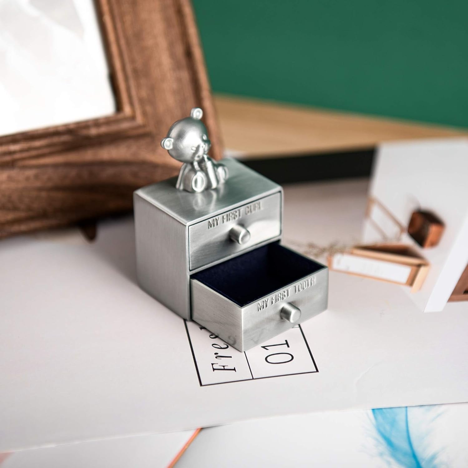 First Tooth and Curl Engraved Keepsake Box