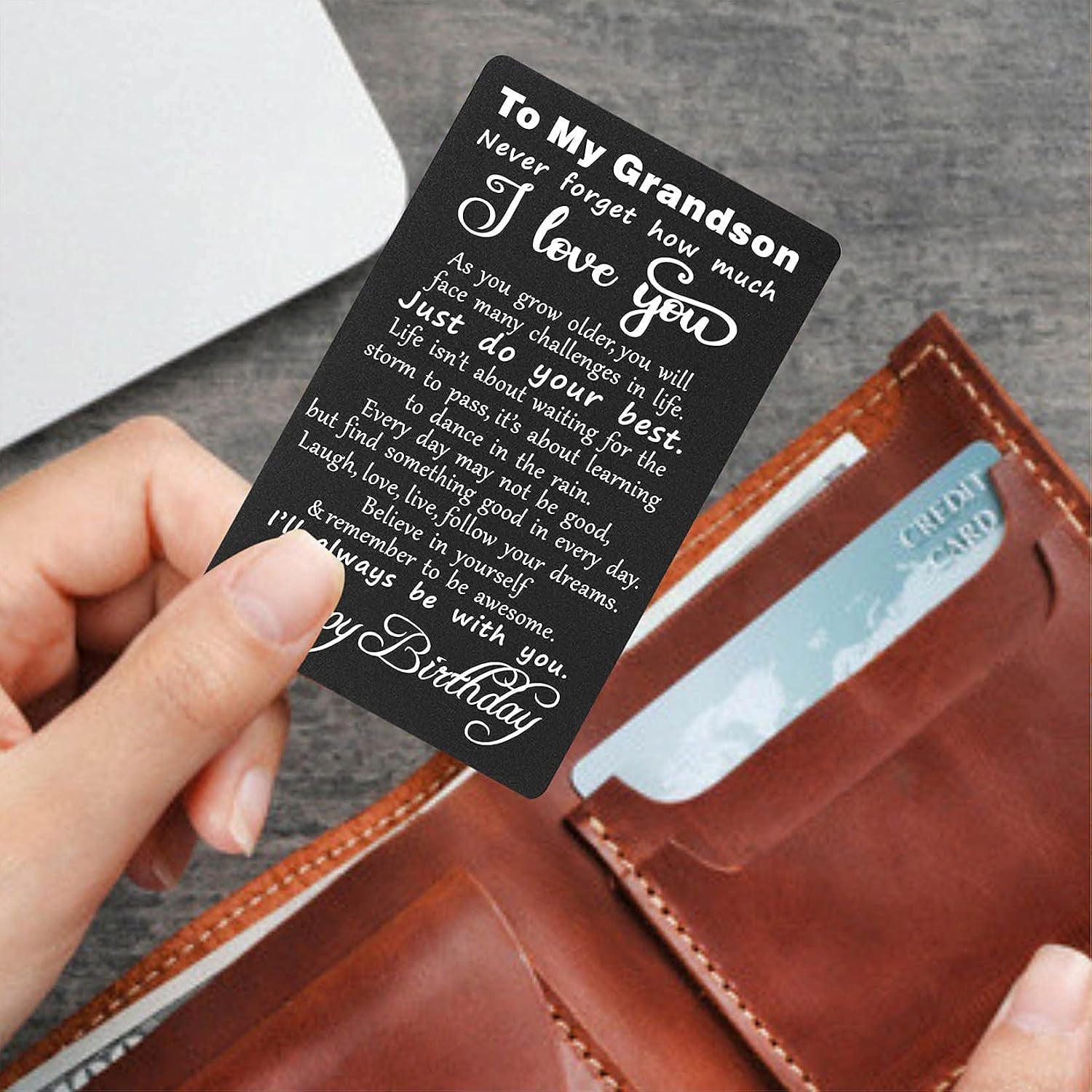 Grandson Engraved Metal Wallet Card