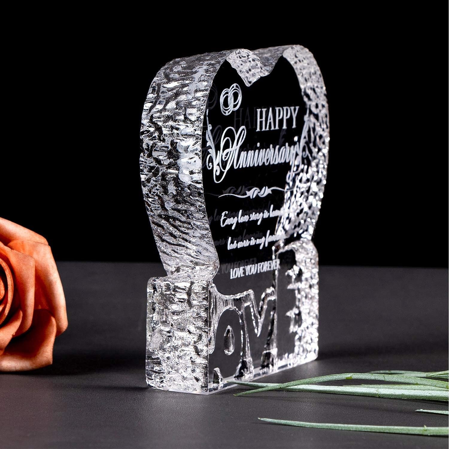 Happy Anniversary Engraved Crystal Heart Ornament: image 6