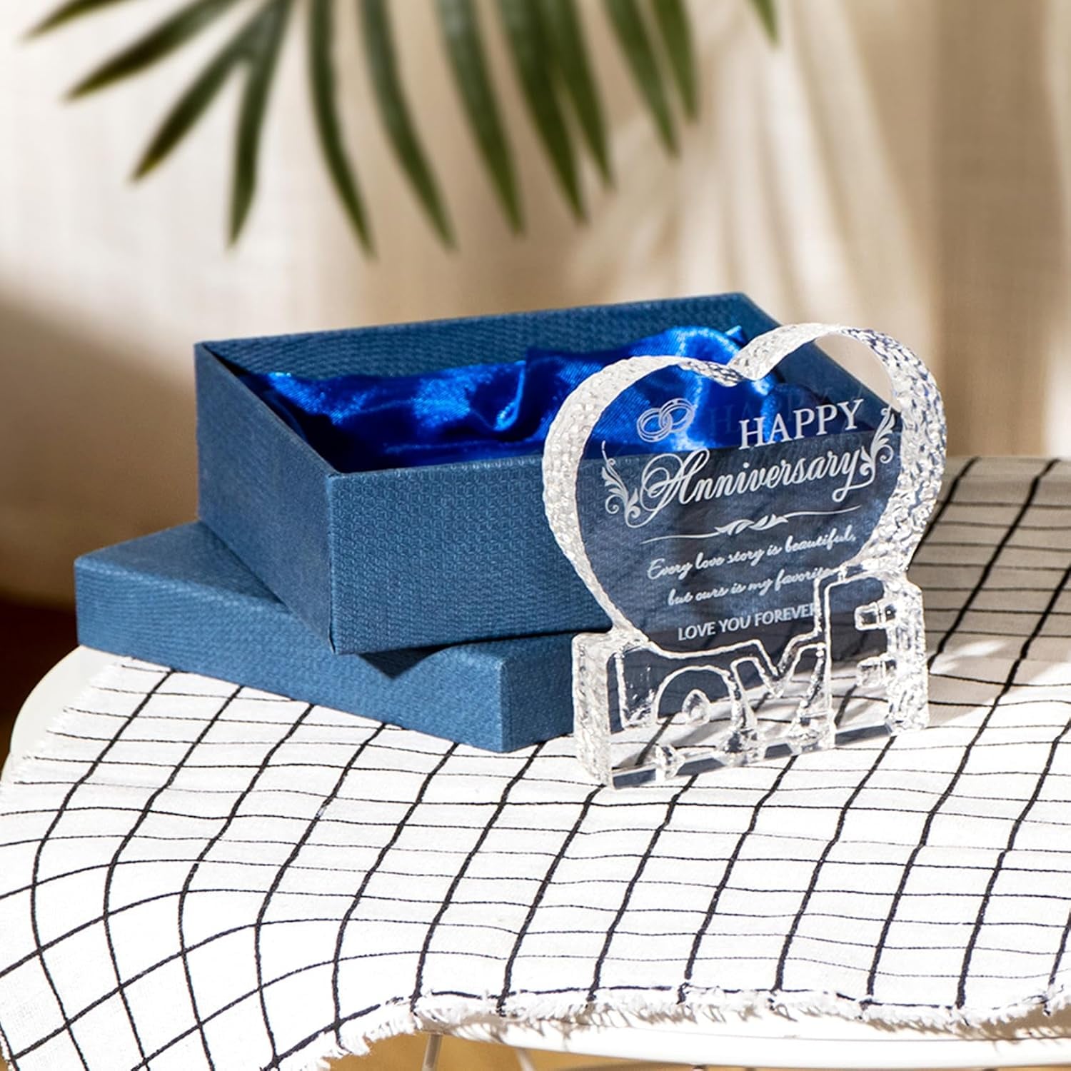 Happy Anniversary Engraved Crystal Heart Ornament: image 7