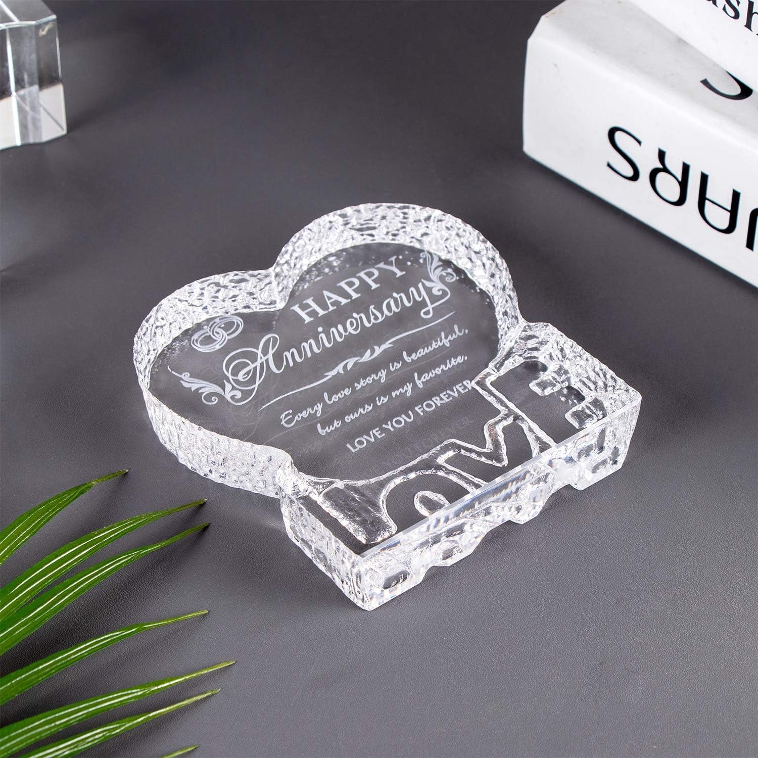 Happy Anniversary Engraved Crystal Heart Ornament: image 8