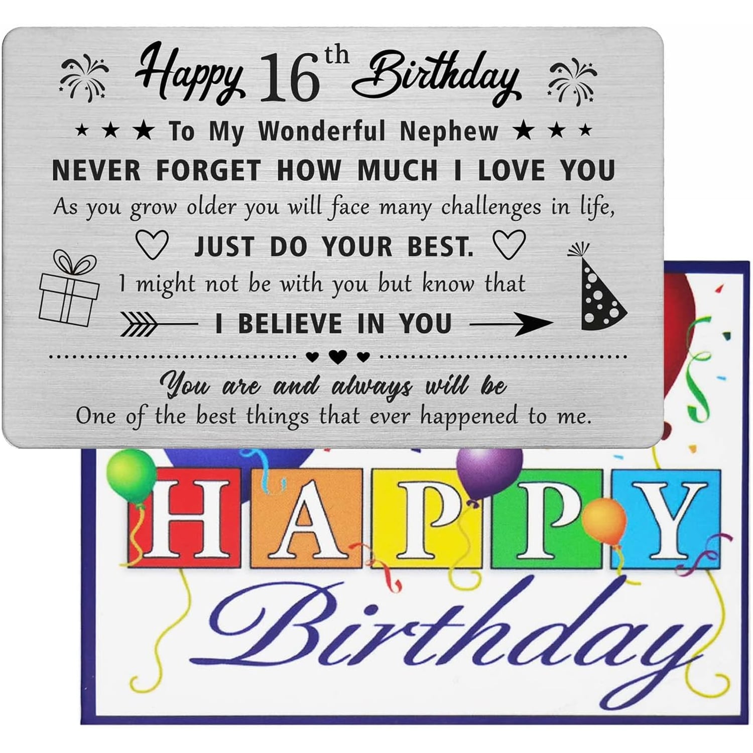 Nephew 16th Birthday Engraved Metal Wallet Card