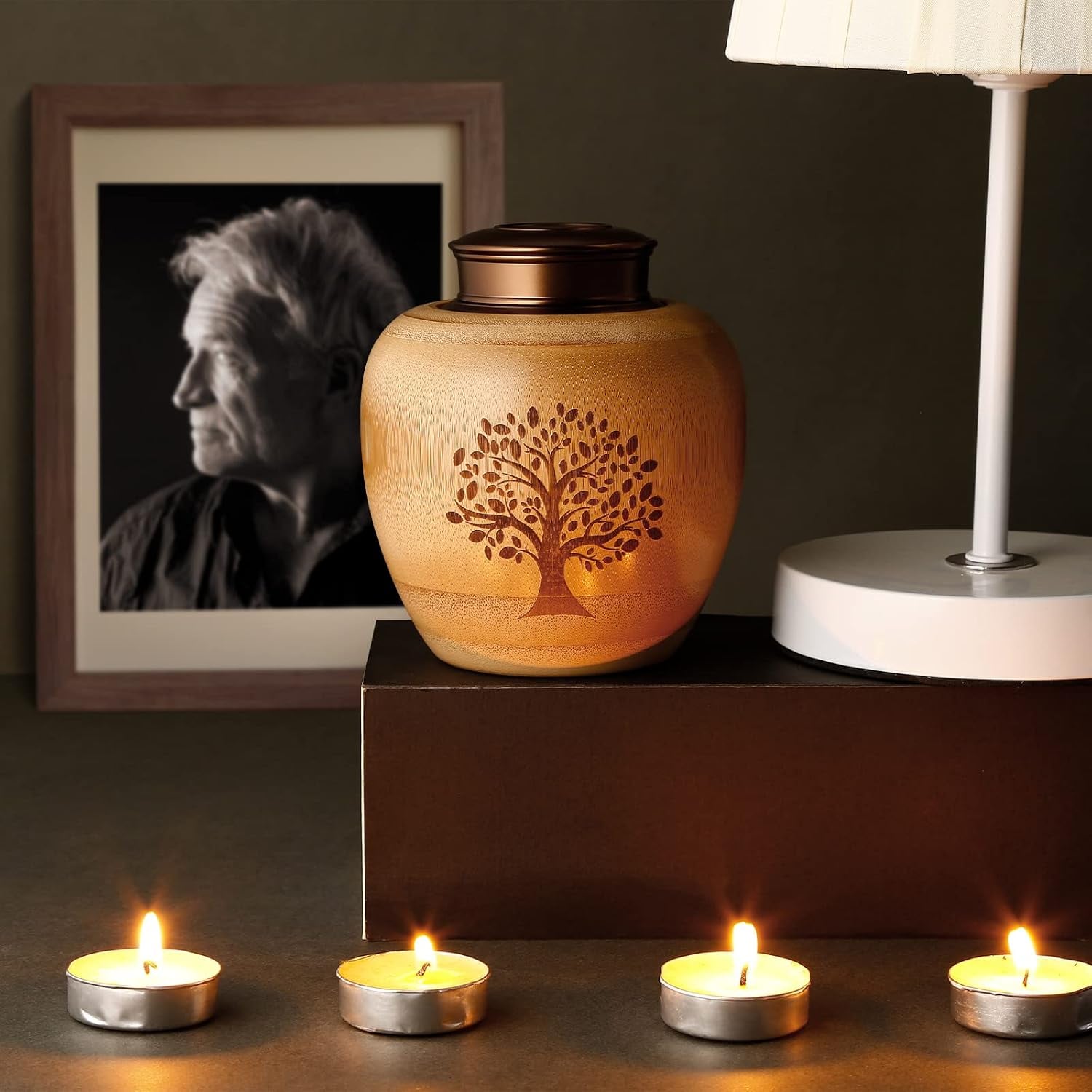 Tree of Life Engraved Bamboo Keepsake Urn: image 4